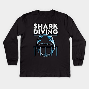 Cage Diving - Shark Scuba Diving Kids Long Sleeve T-Shirt